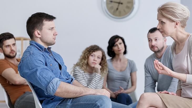 Group counselling session within a substance abuse treatment centre