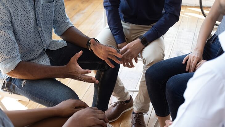 Group counselling session at an addiction treatment centre