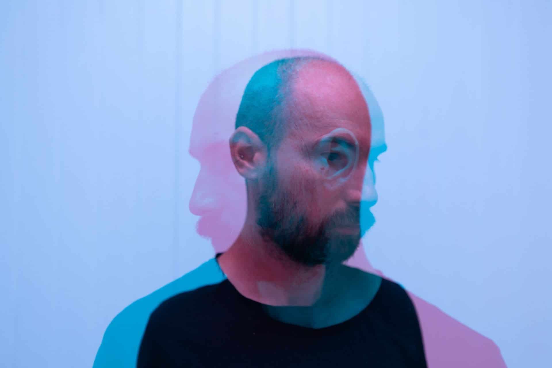 a double-exposed image of a man