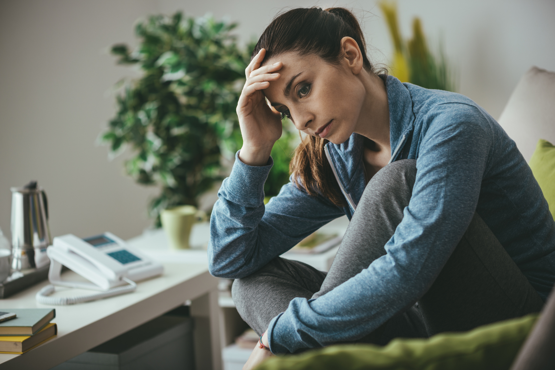A woman worrying about relapsing