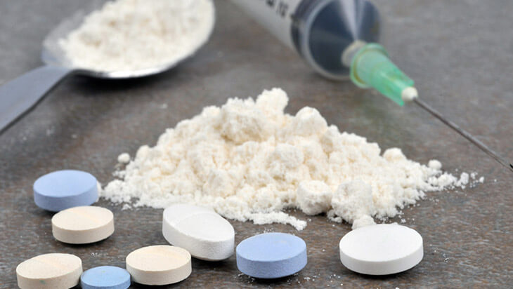 Different types of drugs on a table