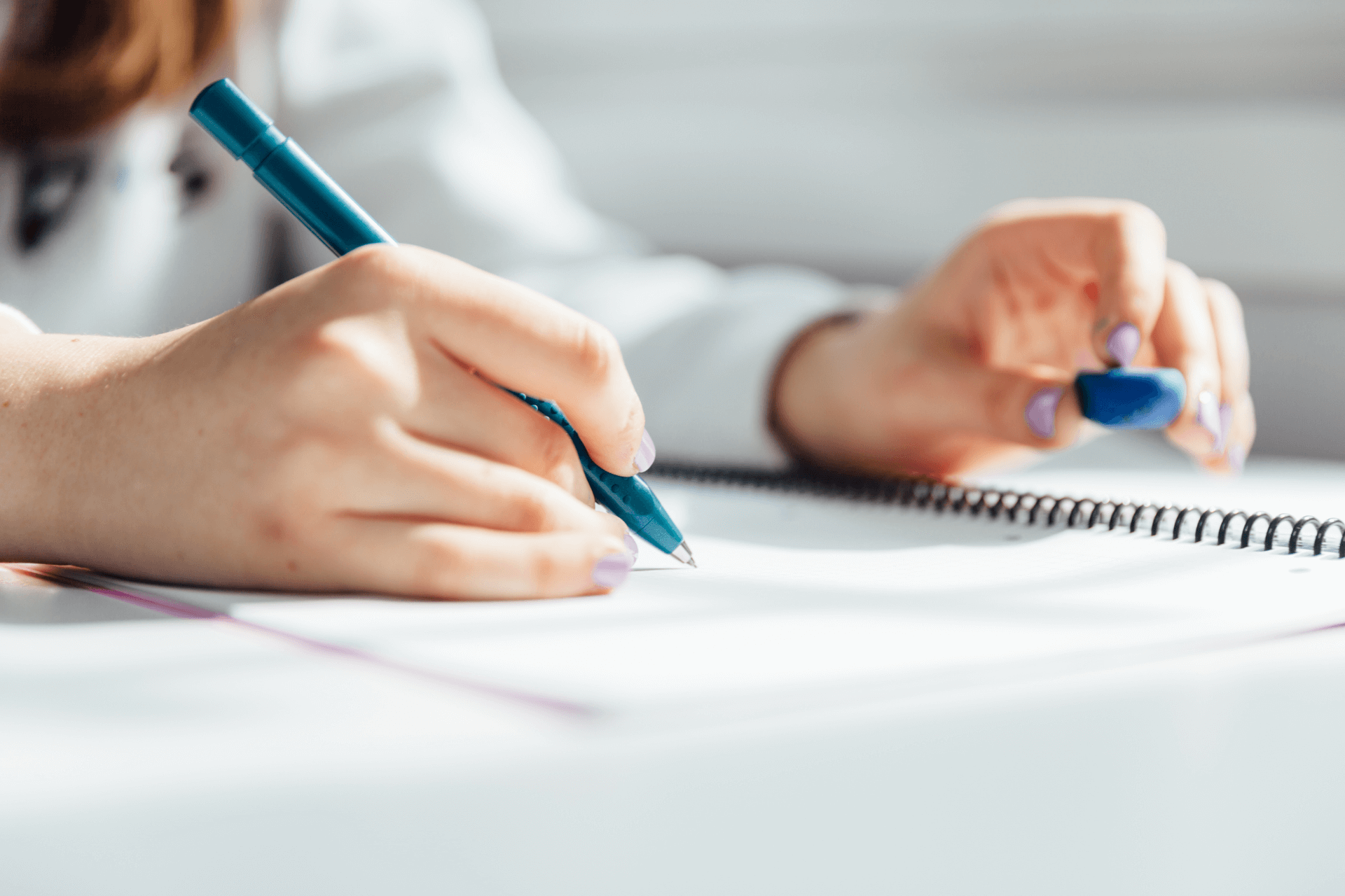 Close up of a high school student studying