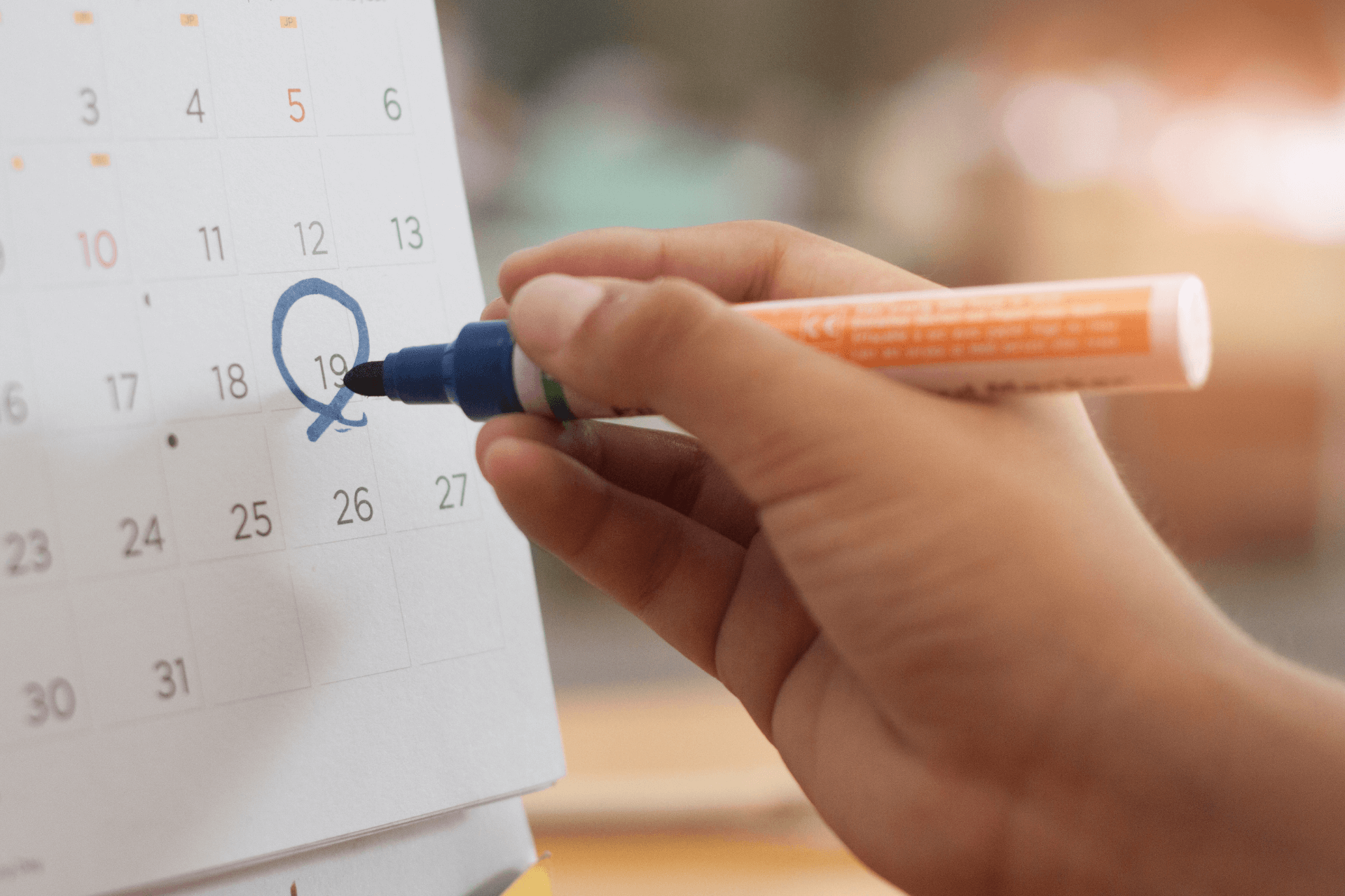 The 19th circled on a calendar