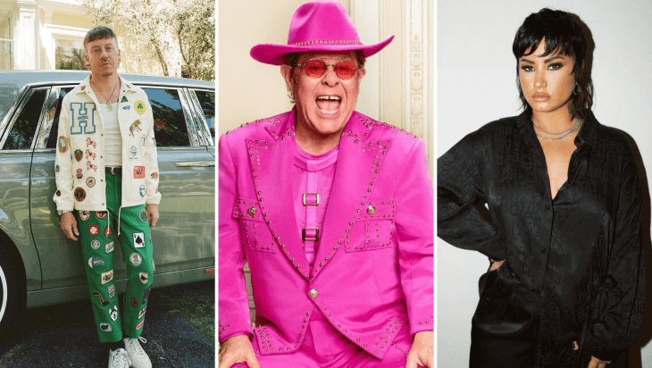 A collage of three celebrities with addiction