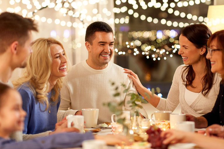 A sober Christmas party with loved ones.