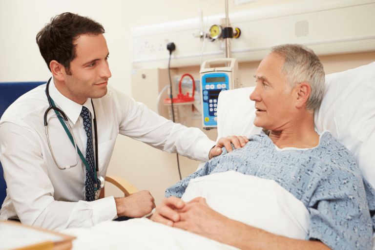 A doctor talking with a patient