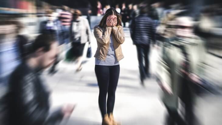 Creative visualization of a woman experiencing DMT side effects.