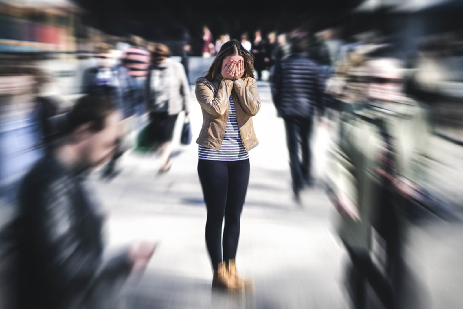 Creative visualization of a woman experiencing DMT side effects.