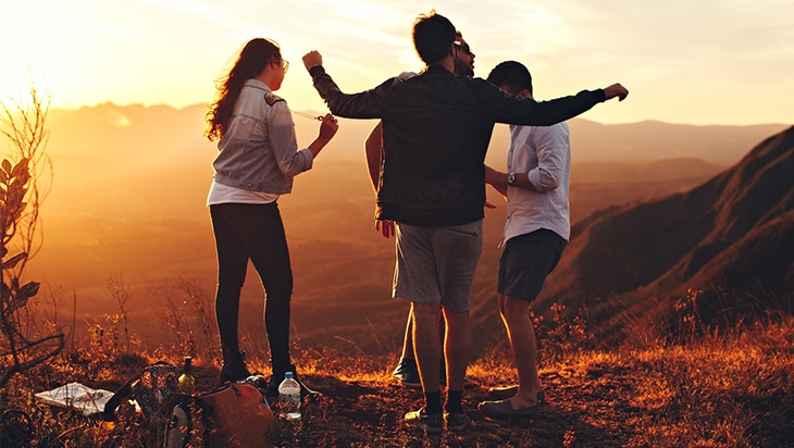 Group of friends enjoying the outdoors