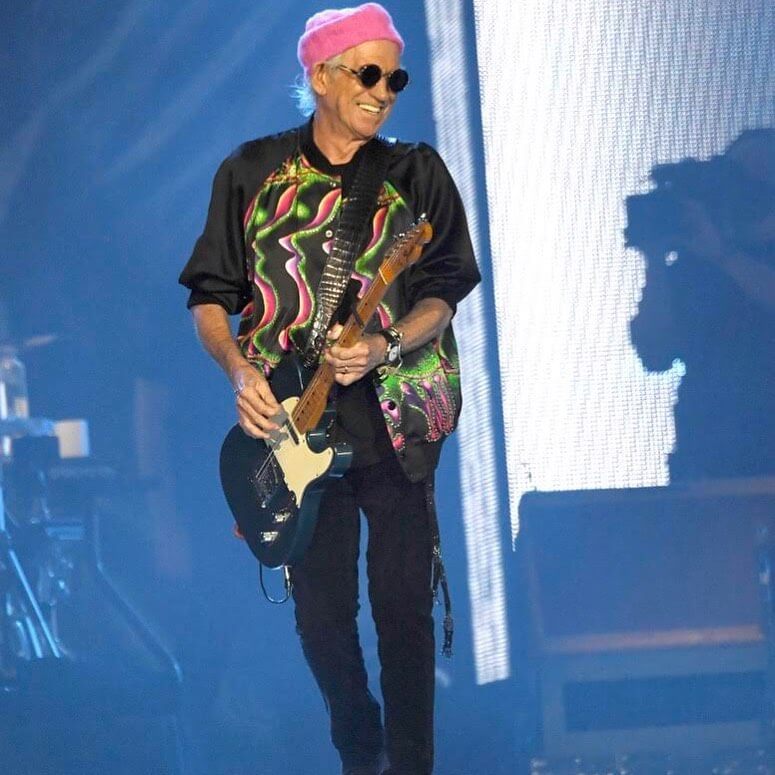 Keith Richards on stage at a concert