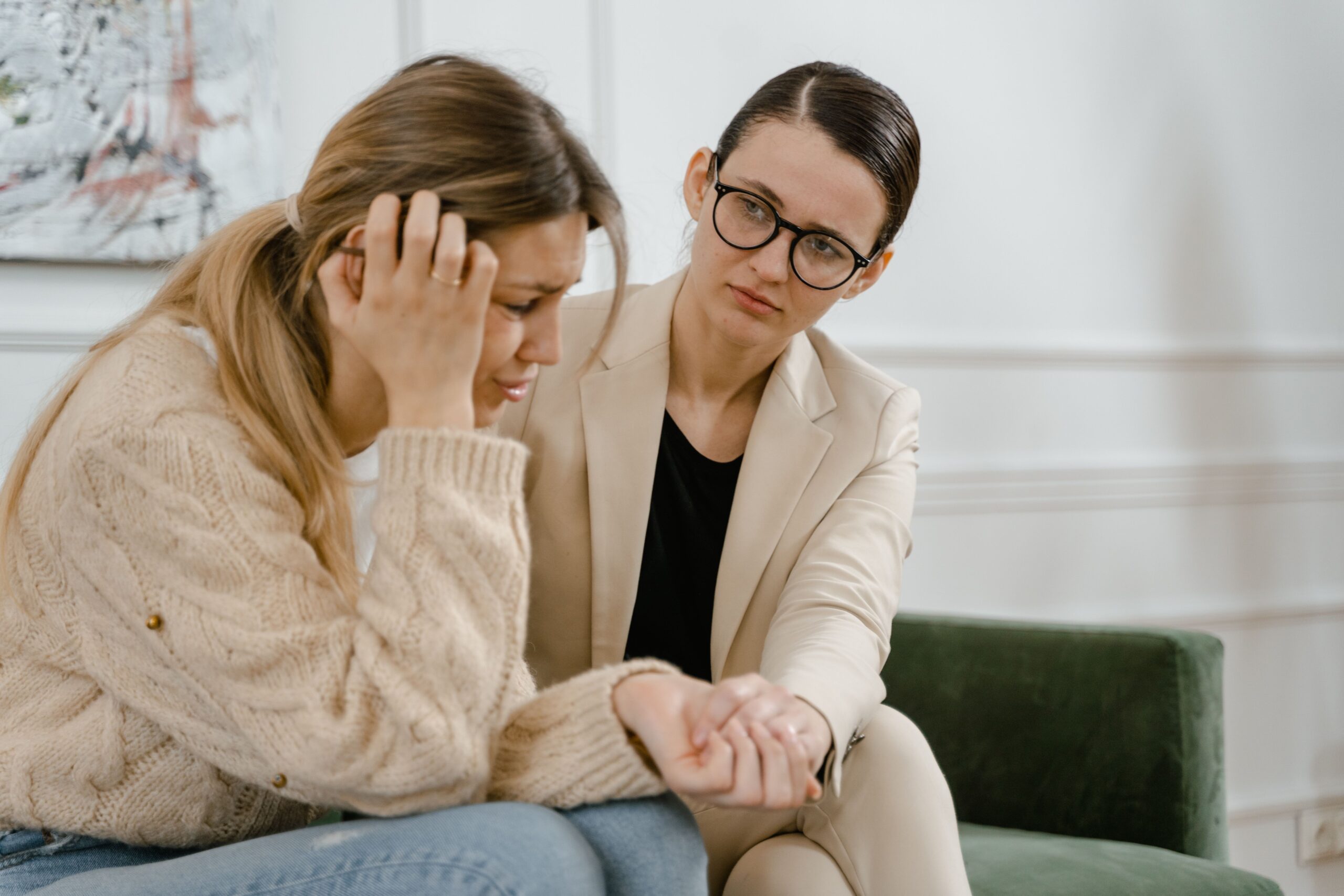 Psychiatrist supporting an individual suffering from addiction and mental health